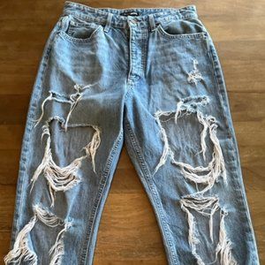 Fashion Nova‎ Skinny Jeans Womens Size 7 Stretchy Light Washed Distressed Ripped